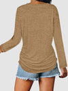 Ruched V-Neck Long Sleeve T-Shirt