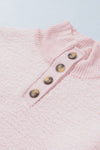 Button Detail Mock Neck Long Sleeve Sweater