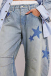 Contrast Star Wide Leg Jeans