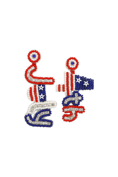 4TH of JULY Stars & Stripes Beaded Earrings