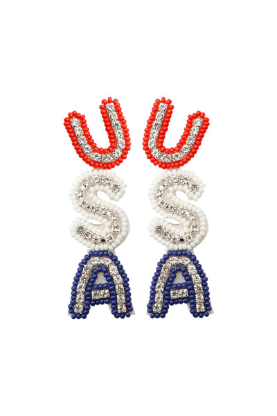 USA Beads & Rhinestones Dangle Earrings