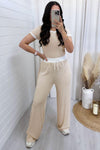 Contrast Trim Round Neck Top and Pants Set