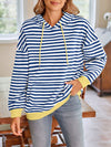 Lovelet Drawstring Striped Long Sleeve Hoodie