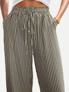 Drawstring Striped Elastic Waist Pants