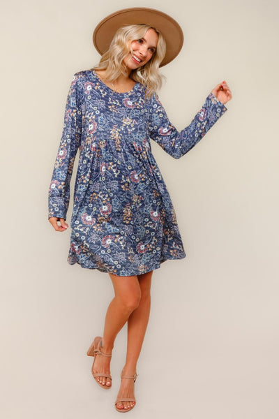 Midnight Meadows Charcoal Swing Dress