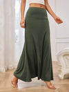 Solid Elastic Waist Maxi Skirt