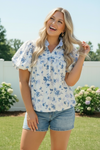 Sweet in Blue Floral Puff Sleeve Babydoll Top