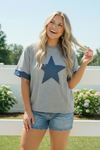Reach For The Stars Denim Patch Sweatshirt Top