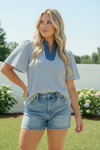 Breezy Stripe Flutter Sleeve Top