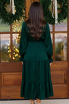 Goddess Grove Green Satin Maxi Dress