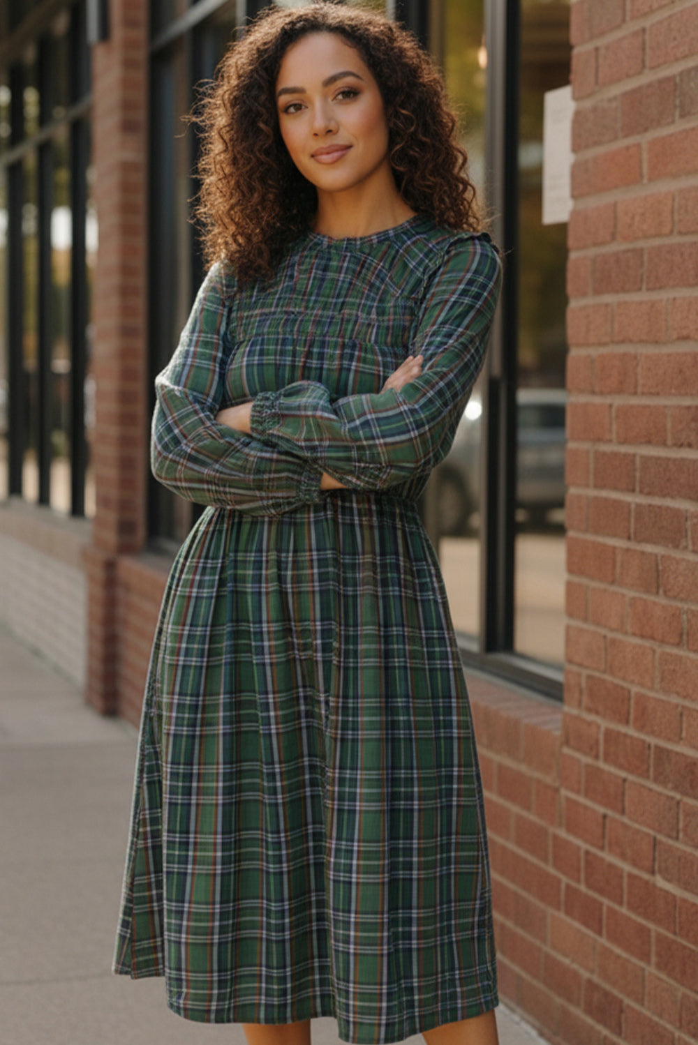 Cedar Lane Plaid Midi Dress Modest Pop Cedar Lane Plaid Midi Dress Modest Pop