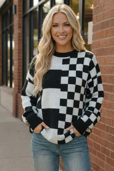 Pixel Perfect Black and White Pullover