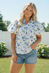 Sweet in Blue Floral Puff Sleeve Babydoll Top