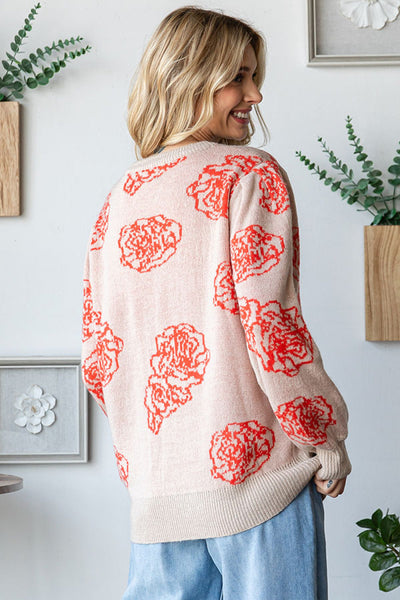 One Wild Rose Coral Cozy Sweater