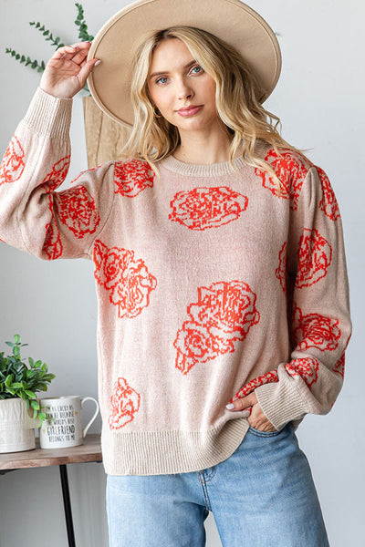 One Wild Rose Coral Cozy Sweater