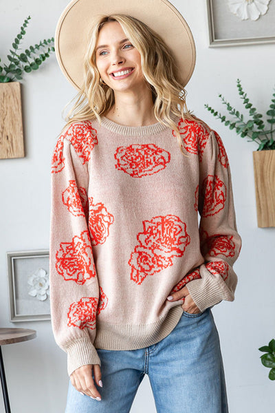 One Wild Rose Coral Cozy Sweater