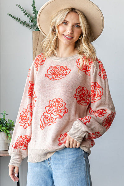 One Wild Rose Coral Cozy Sweater