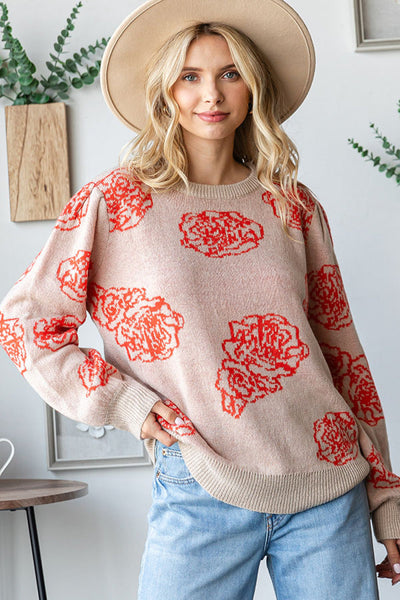 One Wild Rose Coral Cozy Sweater