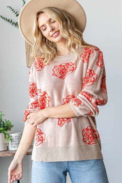 One Wild Rose Coral Cozy Sweater