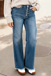 Buttoned Up & Flared Denim Jeans