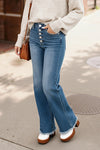 Buttoned Up & Flared Denim Jeans