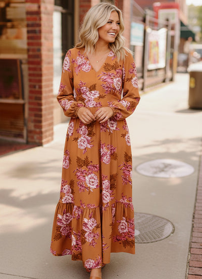 Everyone to the Dance Floor Terracotta Midi Dress
