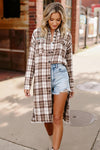 Playful in Plaid Mocha Button Down Cardigan