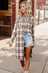 Playful in Plaid Mocha Button Down Cardigan