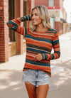 Keep Me Guessing Teal Herringbone Long Sleeve