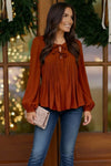 Copper Charm Pleated Blouse