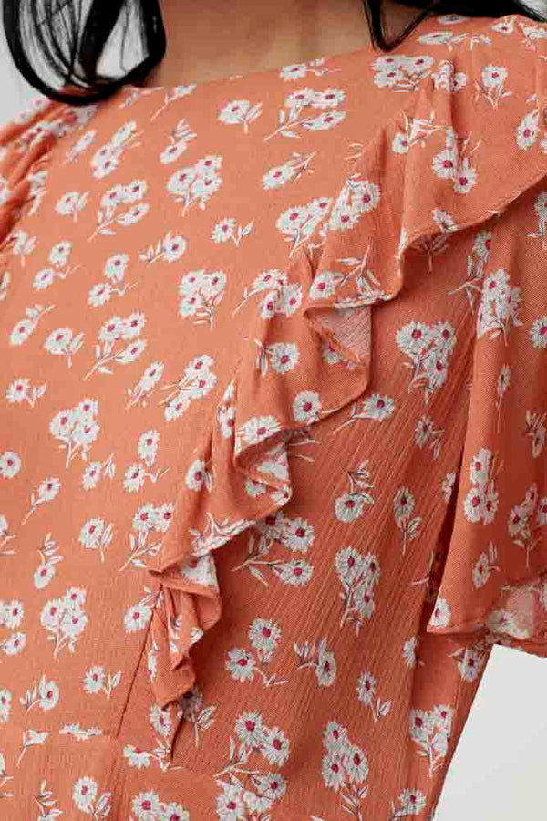 orange floral maxi dress, modest dresses, tznius dresses