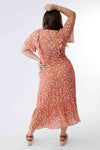 orange floral maxi dress, modest dresses, tznius dresses