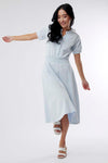 soft blue button up midi dress retro, dress for nursing moms, modest dresses