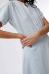 soft blue button up midi dress retro, dress for nursing moms, modest dresses