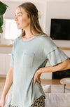 sage green short sleeved top, modest clothing, plus sized modest clothing, modest clothes