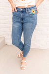 Hi-Rise Relaxed Sunflower Embroidery Jeans