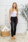 Kortney Mid Rise Straight Leg Jeans In Washed Black