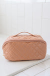 Large Capacity Quilted Makeup Bag in Pink