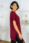 Let The Days Pass By Short Sleeve Top in Burgundy