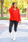 Seasonal Shift Long Sleeve Knit Sweater In Red