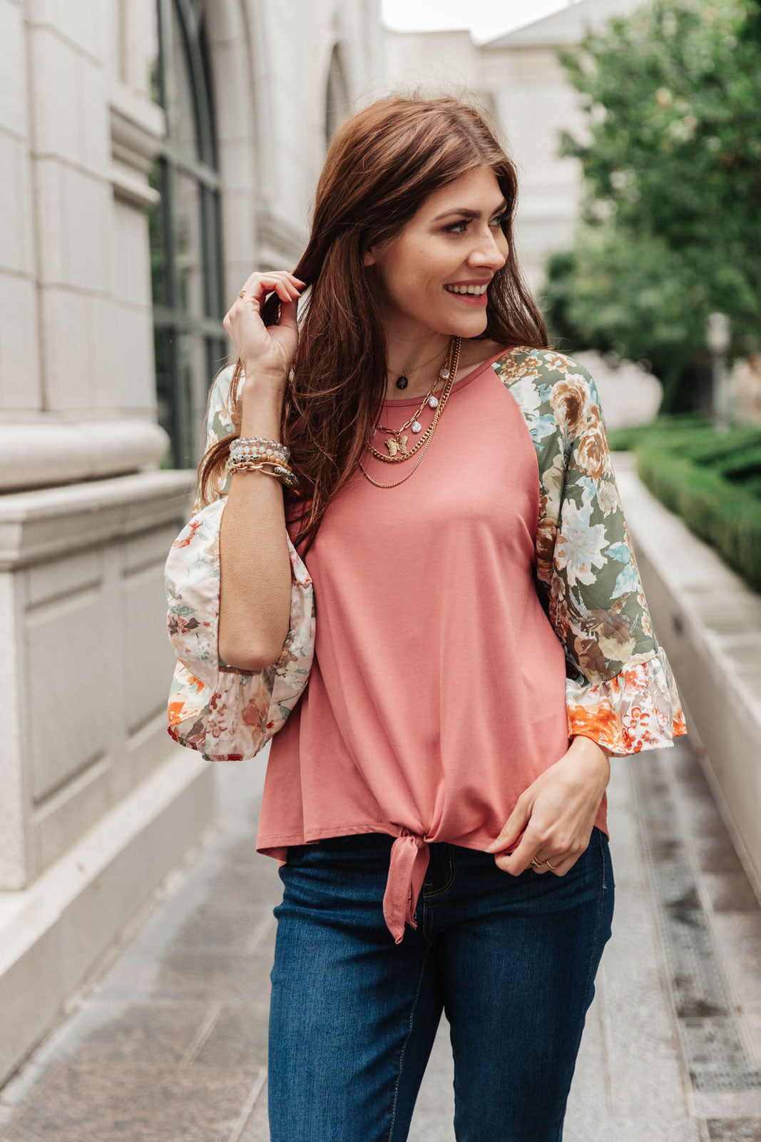 pink floral sleeve top, modest tops, modest shirts, modest clothes