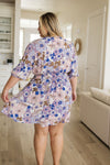 Back view of Summer Sonnet Dress in size 1XL – modest retro floral print with tiered flowy skirt