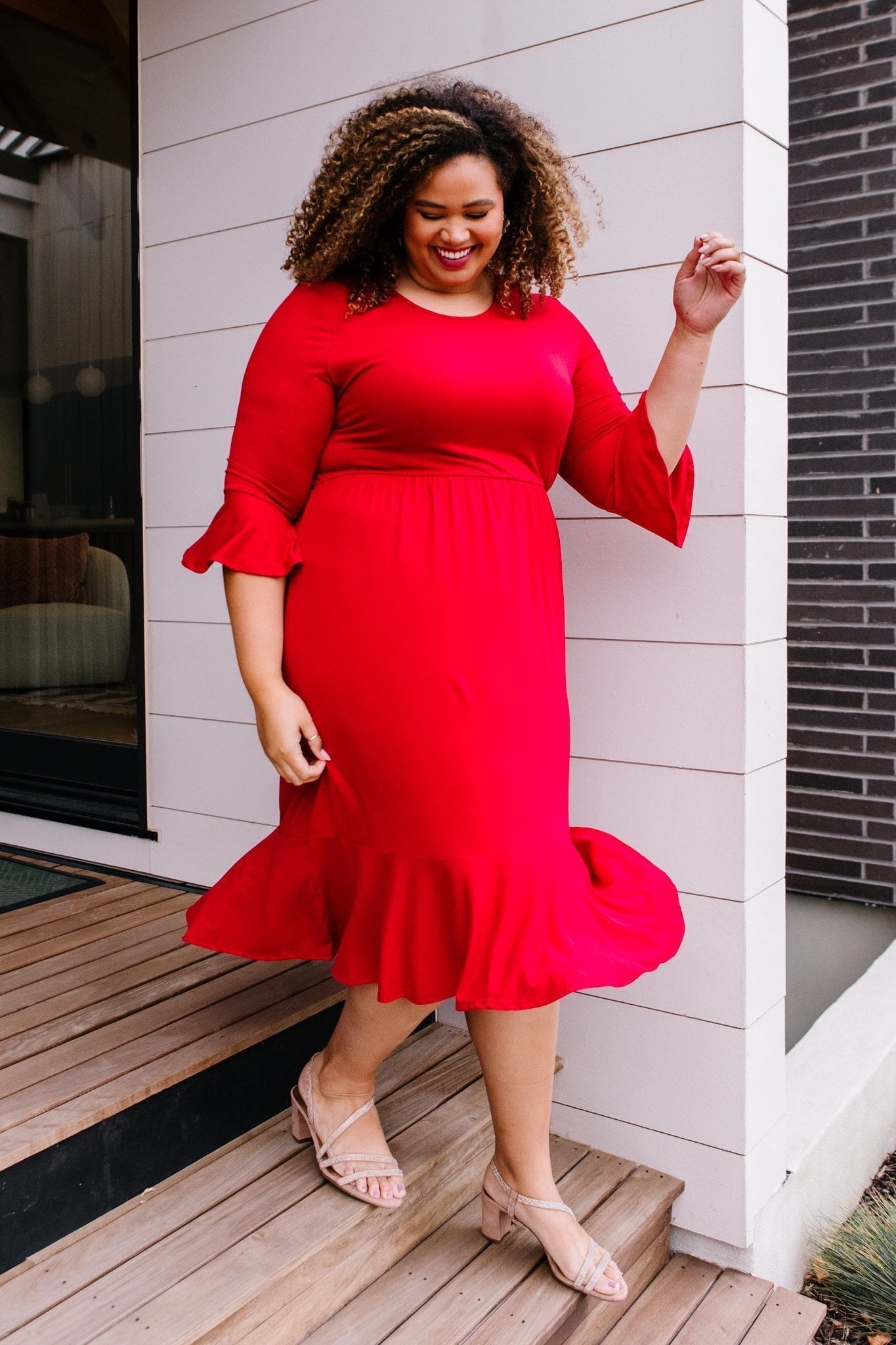 Modest red outlet dress