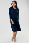 Navy Wrap Side Zipper Dress, Modest Dresses, Modest Clothes Women Plus