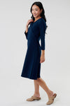 Navy Wrap Side Zipper Dress, Modest Dresses, Modest Clothes Women Plus