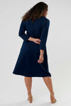 Navy Wrap Side Zipper Dress, Modest Dresses, Modest Clothes Women Plus