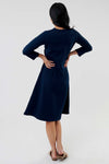 Navy Wrap Side Zipper Dress, Modest Dresses, Modest Clothes Women Plus